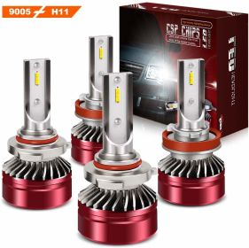 9005/HB3 High Beam & H11/H8/H9 Low Beam LED Headlight bulbs Combo Package CSP Chips 12000LM 6000K Ice White Brightness Upgraded Conversion Kits w