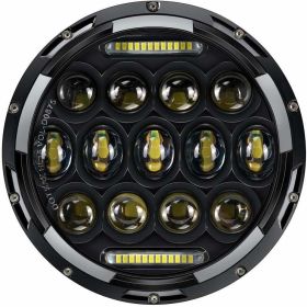 7" LED Headlight with DRL For Harley Davidson Street Glide Motorcycle Projector LED Headlamp Light Set Black ,DOT Approved ( Also Fits Jeep Wrang