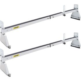 VEVOR Van Roof Ladder Rack, 2 Bars, 331 LBS Capacity, 52"-63.8" Adjustable Steel Roof Rack Cross Bar with Ladder Stoppers, Fit Vans with Rain Gut