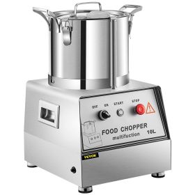 VEVOR 110V Commercial Food Processor 10L Capacity 1100W Electric Food Cutter 1400RPM Stainless Steel Food Processor Perfect for Vegetable Fruits