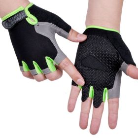 HOT Cycling Anti-slip Anti-sweat Men Women Half Finger Gloves Breathable Anti-shock Sports Gloves Bike Bicycle Glove (Color: Type A--Green, size: S)
