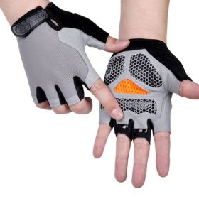 HOT Cycling Anti-slip Anti-sweat Men Women Half Finger Gloves Breathable Anti-shock Sports Gloves Bike Bicycle Glove (Color: Type B--Gray, size: S)