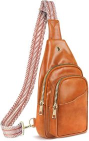 Sling Bag For Women, Leather Fanny Pack With Detachable Strap, Crossbody Chest Bag With Anti Theft For Travel(Black And Brown) (Color: Brown)